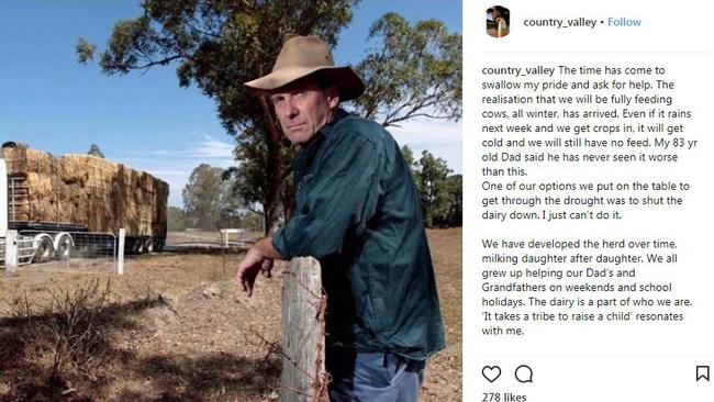 Farmer John Fairley social media plea. Picture: Instagram @country_valley