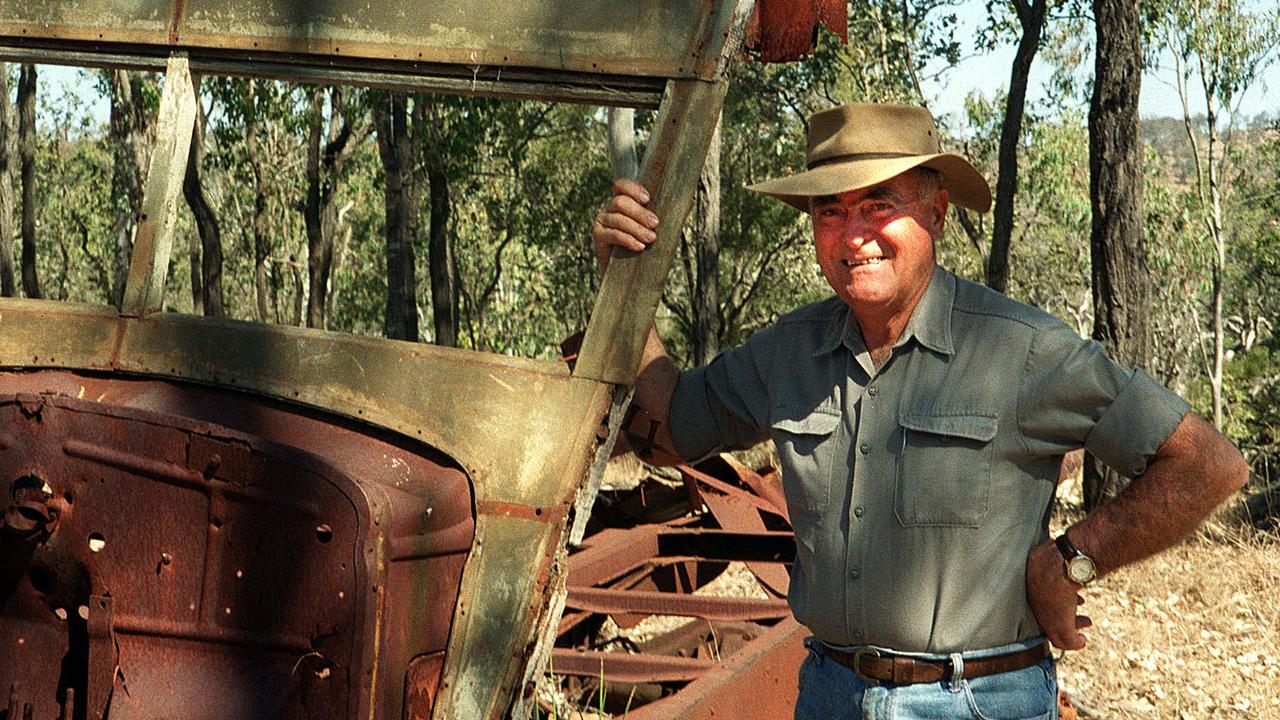 19 Sept 2000 Nanango Shire chairman Reg McCallum with rusted old truck at The Seven Mile Diggings the site of a gold mine in /1866. picPhil/Hammond. headshot