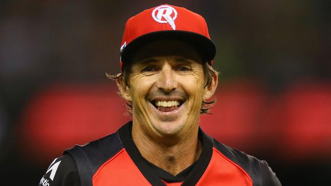 Melbourne Renegades spinner Brad Hogg celebrates taking a wicket on Thursday night.