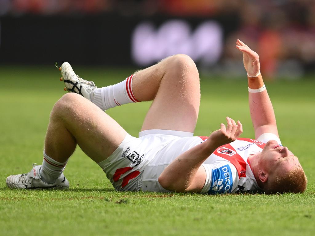 Dylan Egan has a suspected ACL injury. Picture: NRL Photos