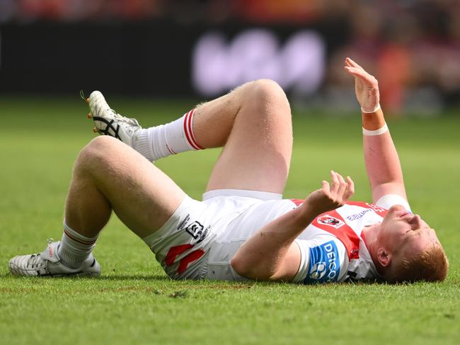 Dylan Egan has a suspected ACL injury. Picture: NRL Photos