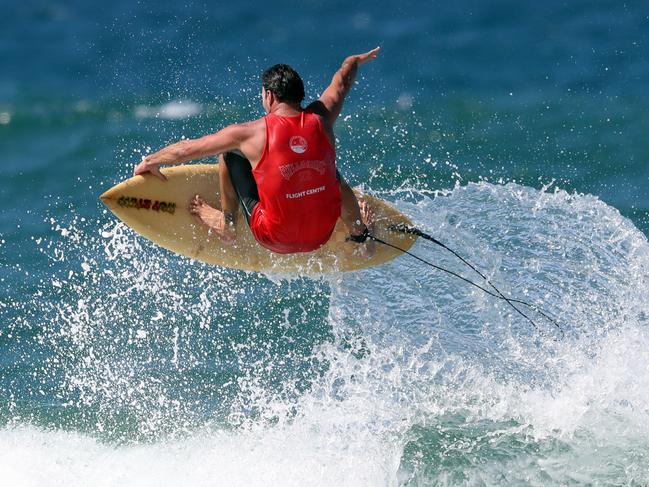 Parko competing in the Singlefin Surf Classic at Burleigh Headland in 2017. Picture: Richard Gosling