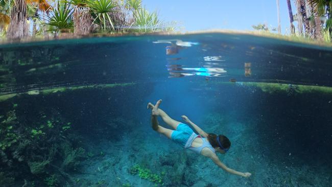 ESCAPE Australian woman diving in Bitter Springs near Mataranka in the Northern Territory, Australia. iStock