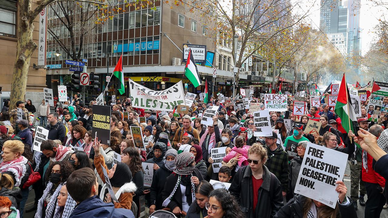 约有 3000 人参加了自由巴勒斯坦集会。图片来源：NCA NewsWire/Ian Currie