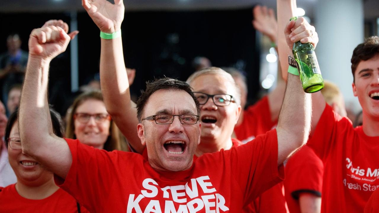 Labor faithfuls celebrated the win. Picture: NCA NewsWire/ David Swift