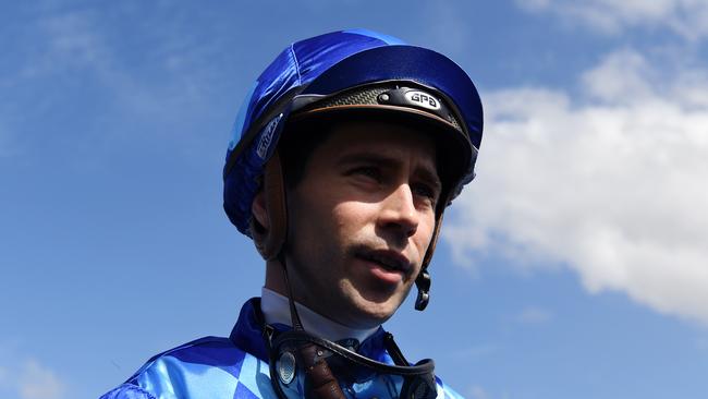 Jockey Adam Hyeronimus partners Brendan Cormick’s selection, Kara’s Hope, in the first race at Flemington today. Photo: AAP