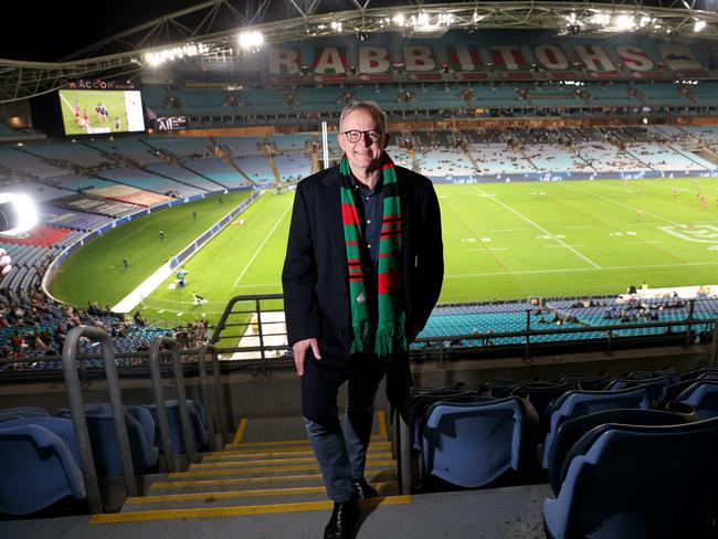 Prime Minister Anthony Albanese at Accor Stadium, the home ground of his beloved Rabbitohs. Picture: Damian Shaw