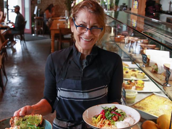 Cook and Archies owner Vicki Manakas at her cafe, in Surry Hills, today.She said JobKeeper has helped her business survive during the pandemic. Picture:Justin Lloyd