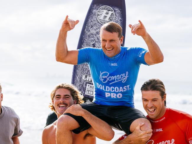 GOLD COAST, QUEENSLAND, AUSTRALIA - APRIL 26: Brent Dorrington of Australia after winning the Trials prior to the commencement of the Bonsoy Gold Coast Pro on April 26, 2024 at Gold Coast, Queensland, Australia. (Photo by Cait Miers/World Surf League)