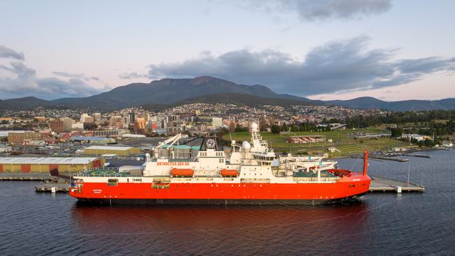 The RSV Nuyina in Hobart for maintenance work. Picture: City of Hobart