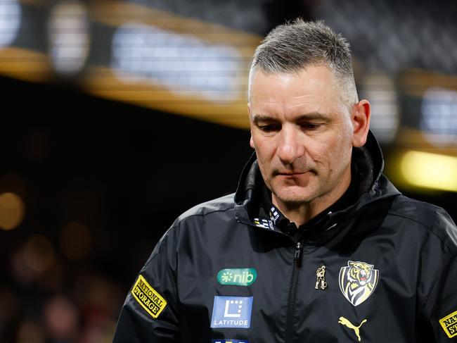 Adem Yze’s Tigers had another dark day after a torrid season. Picture: Dylan Burns/AFL Photos via Getty Images.