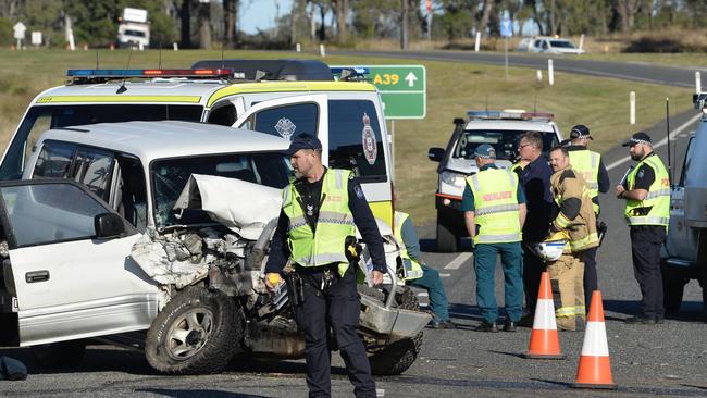 A man died after a crash involving a semi-trailer and two vehicles on the Gore Highway at Pittsworth shortly after 6.20am, June 16, 2022.