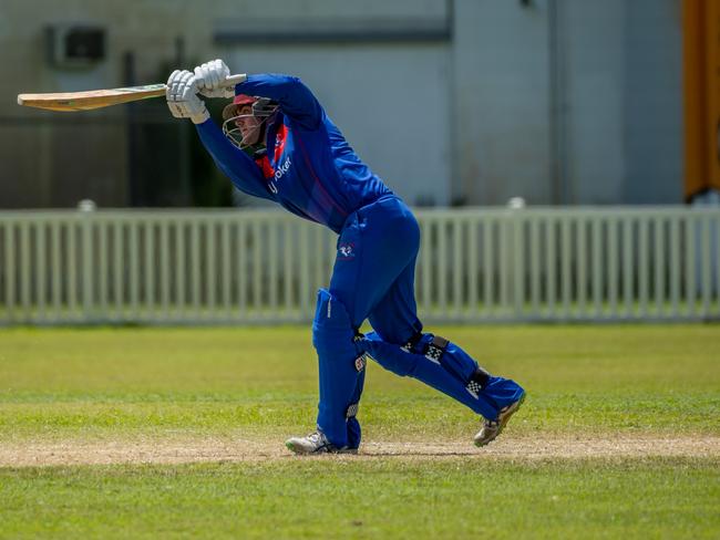 Barron Rivers ben Shrimpton bats in Cricket Far North's T20 match at Griffith Park on Sunday. Picture: Emily Barker.