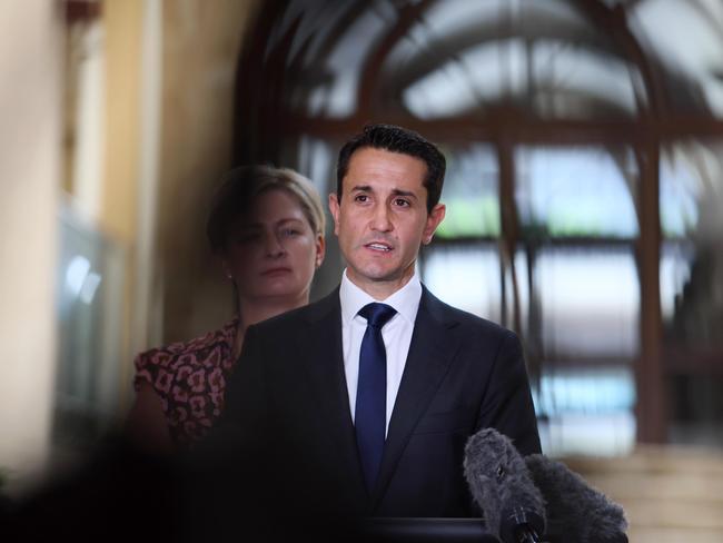 Brisbane, 19 January 2025. Queensland Premier David Crisafulli and Minister for Child Safety Amanda Camm during a press conference in Brisbane. Picture: Supplied