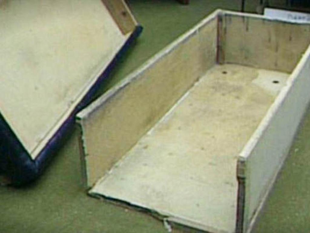 Coffin-like box kidnap victim Colleen Stan was held in. Picture: KXTV/News 10