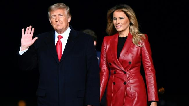 President Trump and First Lady Melania Trump arrive at Valdosta Regional Airport. Picture: AFP