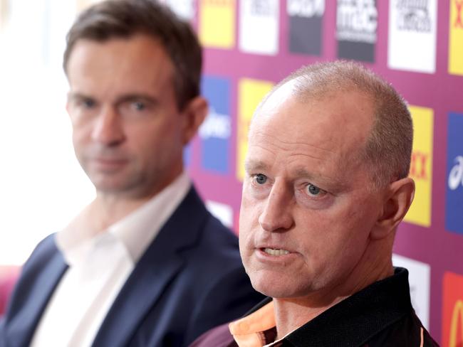 Brisbane Broncos new coach Michael Maguire with Broncos CEO Dave Donaghy, at Flucher Rd Red Hill - on Tuesday 1st of October - Photo Steve Pohlner