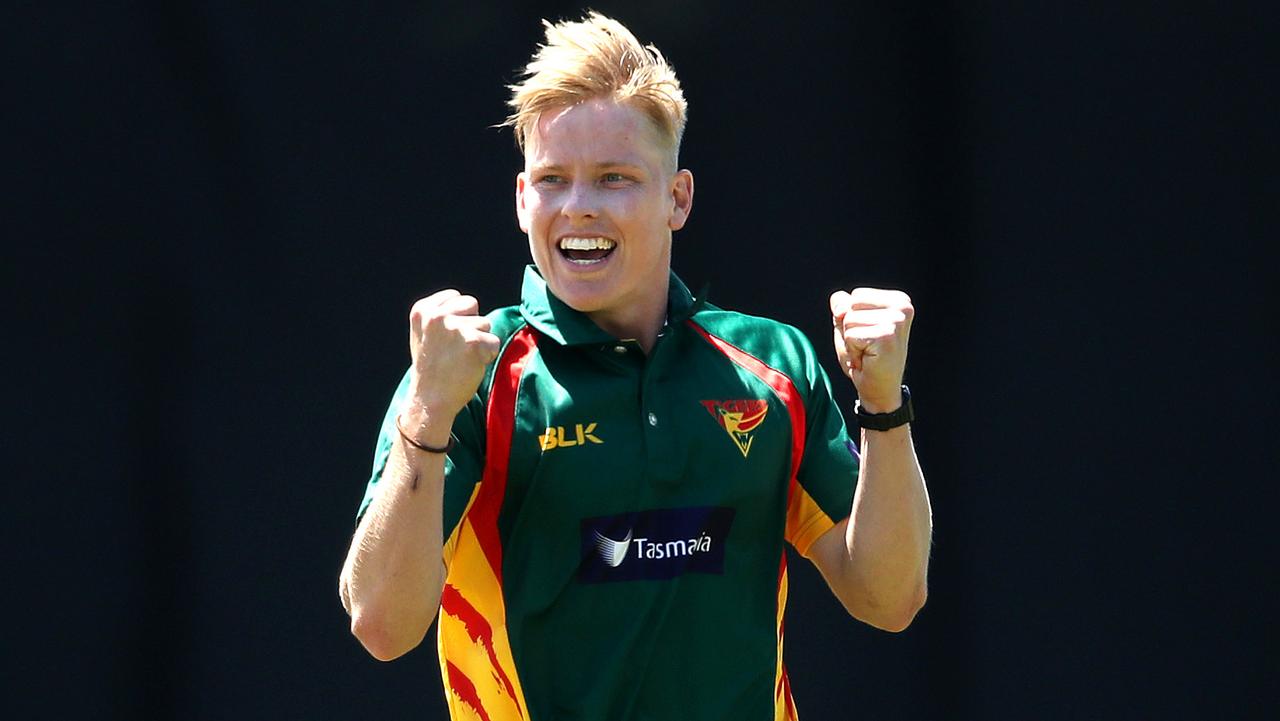 Nathan Ellis celebrates five-for against a star-studded NSW. Picture: Phil Hillyard