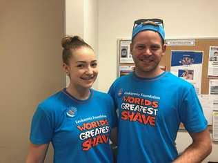 DOING HIS PART: Brendon's friend Cassandra Lawson has been helping with his Shave for a Cure fundraising. Picture: Contributed