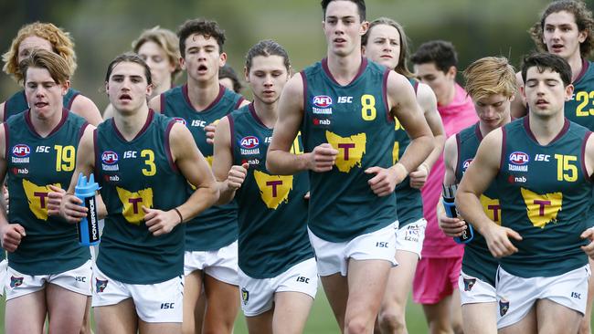 The Tasmania Devils under-18 team in NAB League in 2019. Picture: MATT THOMPSON