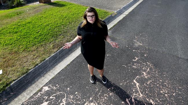 Maddi Turnbull was exercising in the evening near her home when a group of men hooned up and threw a can of paint over her. Picture: Jerad Williams