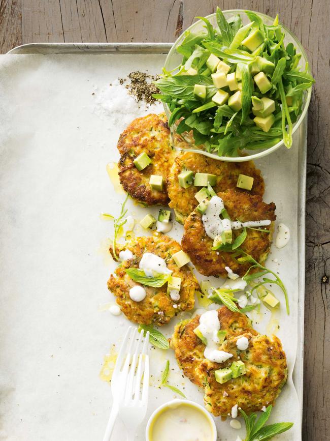 Zucchini tuna chickpea fritters.