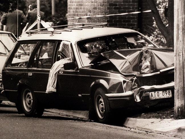 Graeme Jensen lies slumped in driver's seat after being shot dead by Victorian police in Narre Warren, one day before the Walsh St killings in South Yarra.