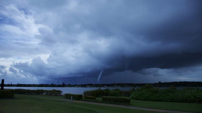 The waterspouts formed due to storm activity in the area. Picture: Kirra Moffitt