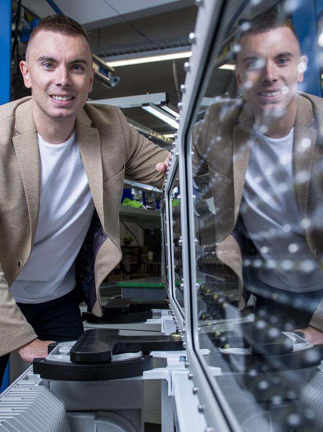 Vailo CEO and founder Aaron Hickmann pictured at his offices and factory at Kent Town in SA in 2022. Picture: Mark Brake