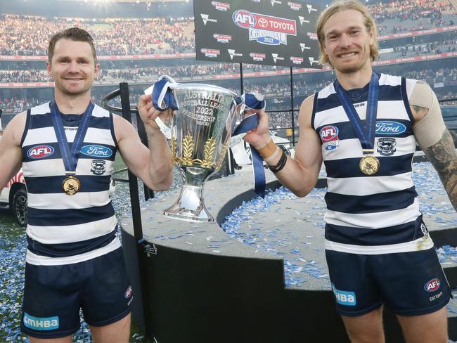 Patrick Dangerfield and Tom Stewart are contenders for the captaincy. Picture: Mark Wilson