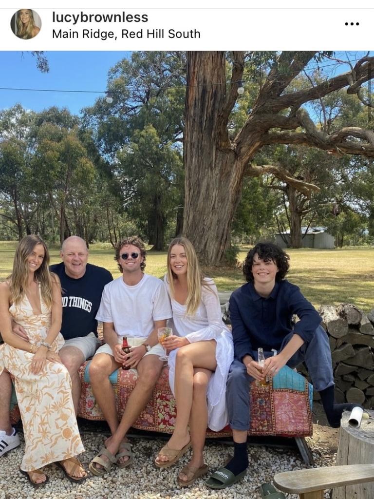 Ruby, Billy, Oscar, Lucy and Max Brownless at Christmas lunch at the property Nicky shares with Garry Lyon in Red Hill in December 2021. Picture: Supplied