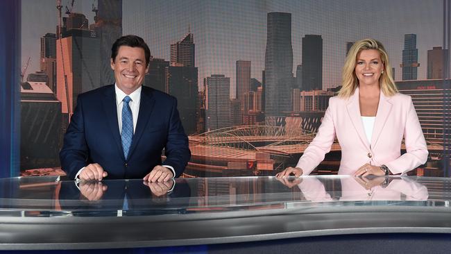 Channel 7 Melbourne newsreaders Mike Amor and Rebecca Maddern. Picture: Josie Hayden