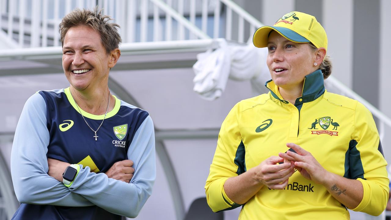 Australian captain Alyssa Healy (right) and head coach Shelley Nitschke will be looking to help the Aussies retain the women’s Ashes for an equal-record six consecutive series. Picture: Hagen Hopkins / Getty Images