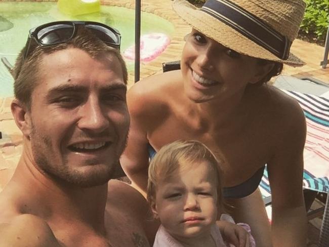 Foran with his daughter Emerson and Rebecca Pope. Picture: Instagram