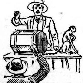 A drawing of a monkey and marble man from 1888. Picture: The Herald