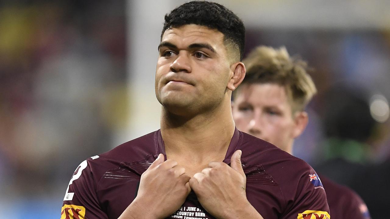 TOWNSVILLE, AUSTRALIA - JUNE 09: David Fifita of the Maroons walks from the field after losing game one of the 2021 State of Origin series between the New South Wales Blues and the Queensland Maroons at Queensland Country Bank Stadium on June 09, 2021 in Townsville, Australia. (Photo by Ian Hitchcock/Getty Images)