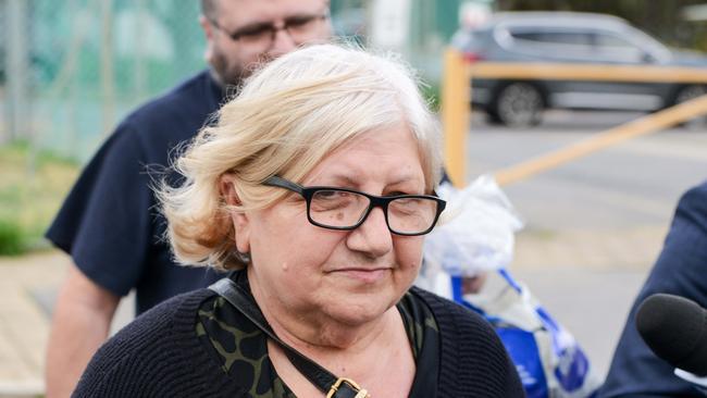 Rosemary Maione leaves the Adelaide Women’s Prison with her son after being released on bail in August last year. She is charged with Annie Smith’s manslaughter. Picture: Brenton Edwards