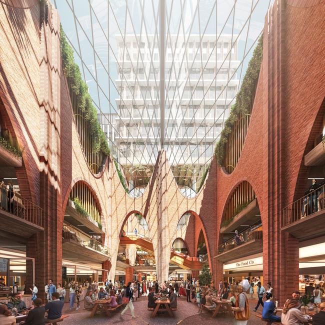 The atrium inside the new Market Square. Picture: ICD Property/Woods Bagot