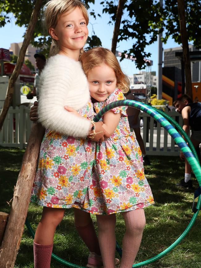 Aubrey, 5, with friend Lili, 3, at the children's area. Tasmania's Taste of Summer. Day 3. Picture: Nikki Davis-Jones