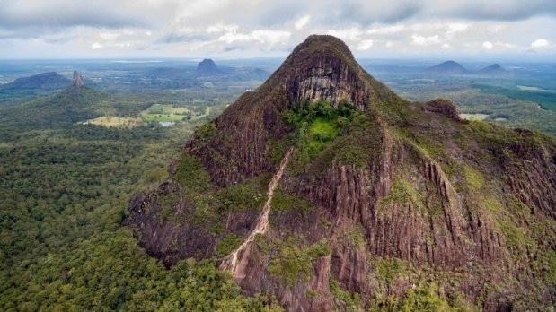 Mt Beerwah is one of the more popular peaks in the Glass House Mountains to climb.