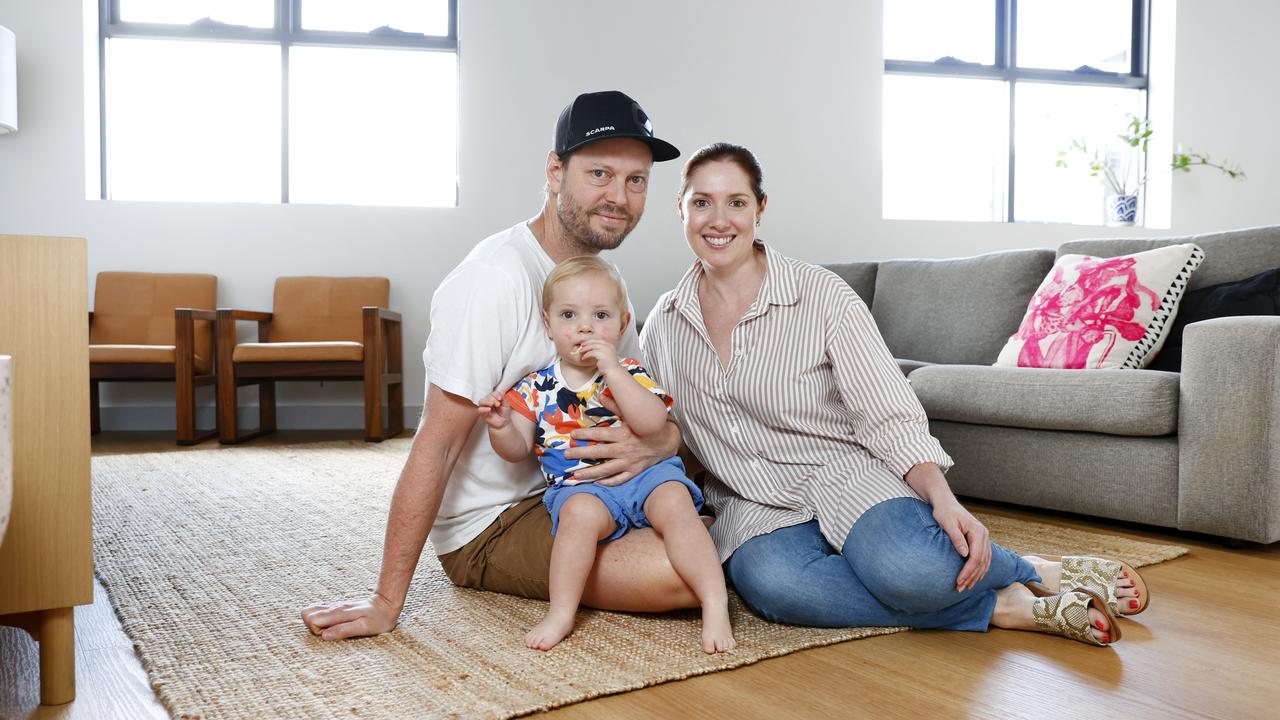 Recent home buyers Zenon and Andrea Hextall, with son Darcy, say rising rates mean they will have to make sacrifices they weren't expecting. Picture: Richard Dobson