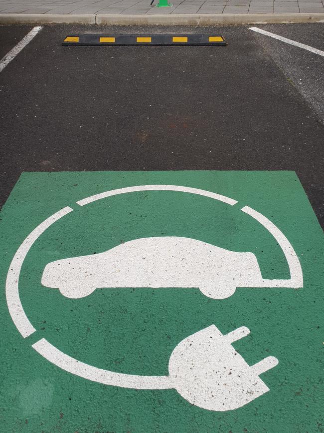 The electric car charging station at the Yankalilla District Council. Picture: Colin James