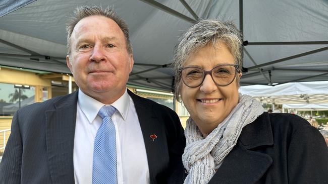 Lismore RSL sub-Branch members Bernie Kronen and partner Jen Burgess at Lismore city bowling club Anzac breakfast.