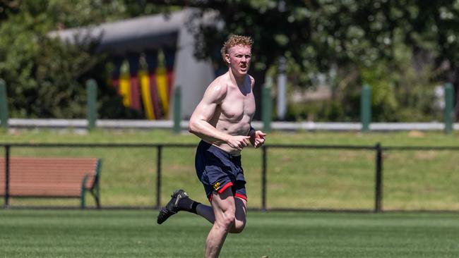 Clayton Oliver solo training at Gosch Paddock. Picture: Jason Edwards