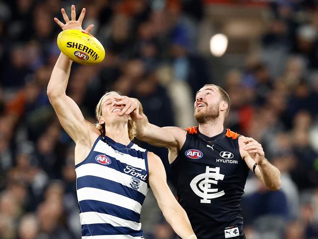 If Sam De Koning is gettable for the Swans, he is exactly the player they should be targeting. Picture: Michael Willson/AFL Photos via Getty Images