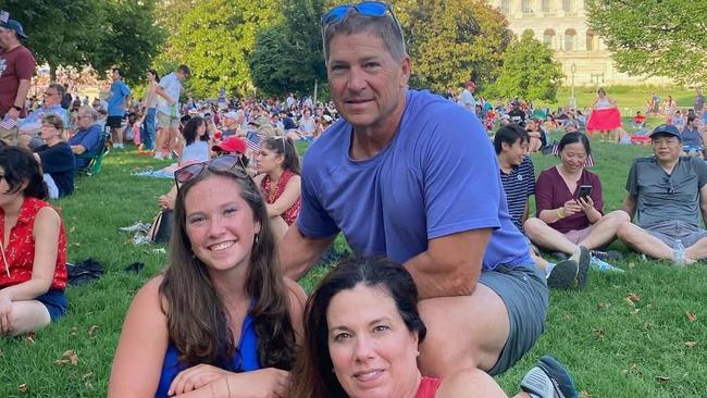 Lori and Robert (Bobby) Schrock, (pictured here with their daughter) were on-board the American Airlines flight which crashed in Washington DC. Picture: Supplied