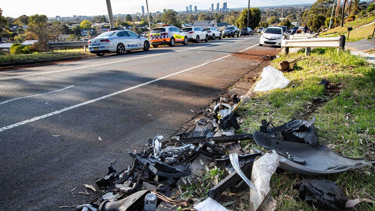 Wreckage from the crash was seen scattered at the scene on Saturday morning. Picture: NCA NewsWire/ Julian Andrews
