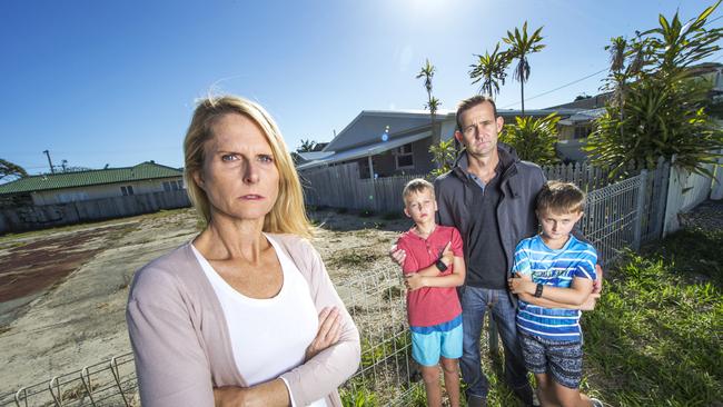 Edwina and Shaun Roberts with sons Finn and Ryan in 2017. Picture: NIGEL HALLETT