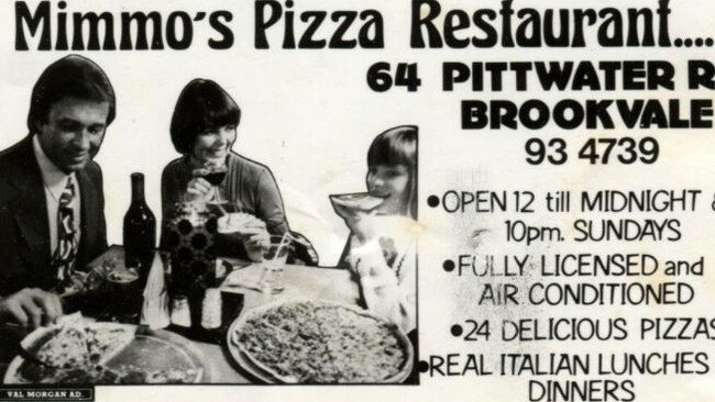 An old advert for Mimmo's Brookvale pizzeria. Picture: Supplied.