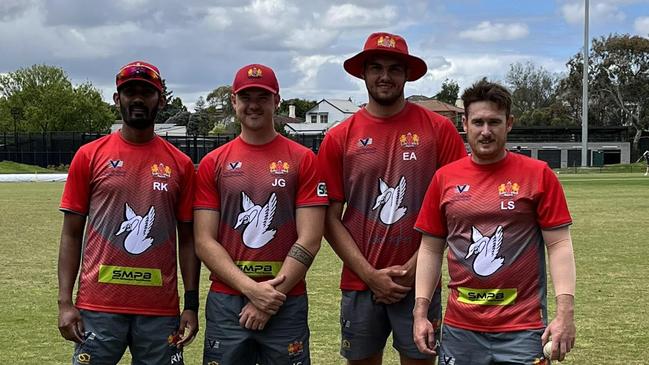 Swans first-gamers (L-R) Ruwantha Kellepotha, Jordan Gilmore, Evan Alleway and Luke Shelton.